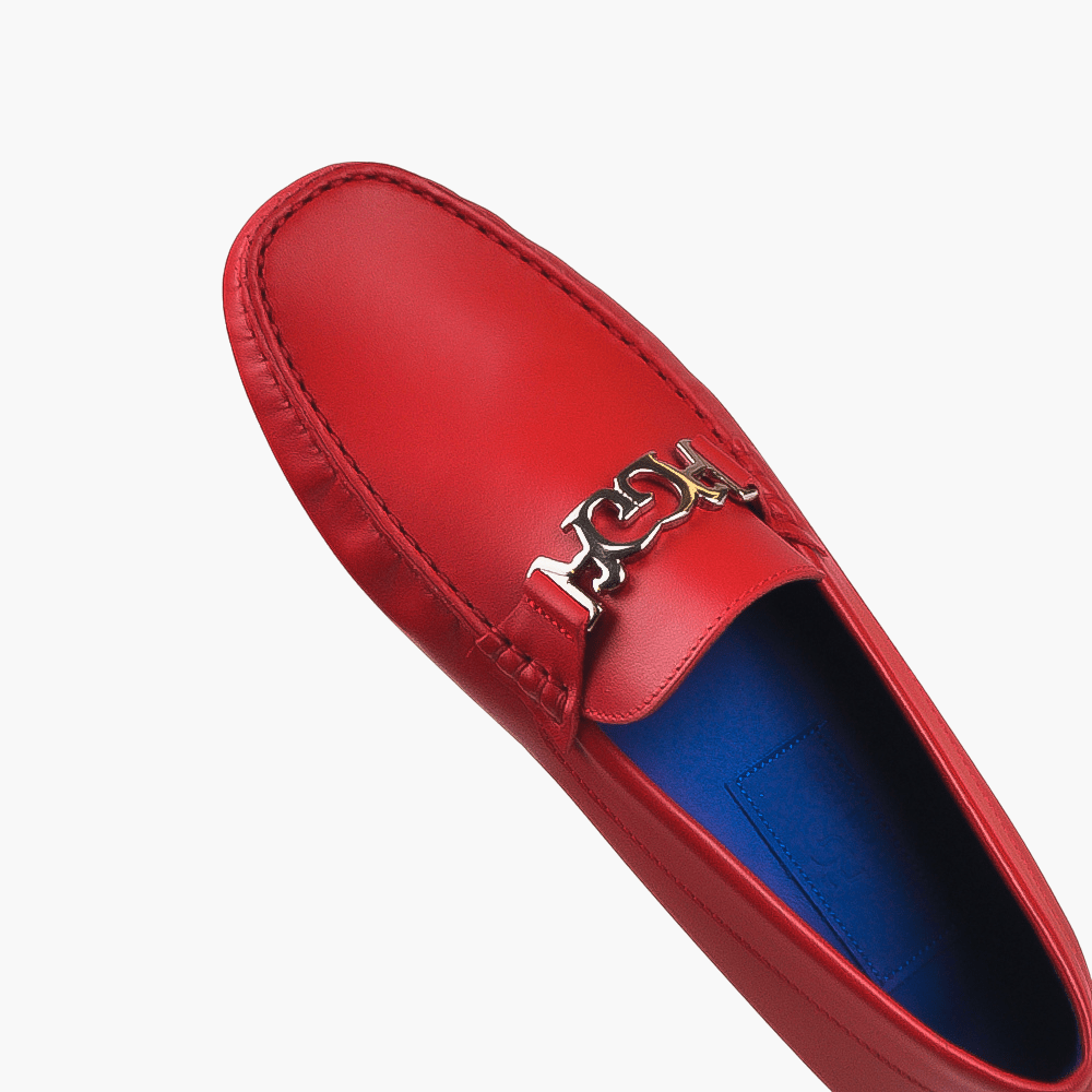 Red Ornament Driver Shoes - Angelo Galasso - Luxury Italian Menswear London