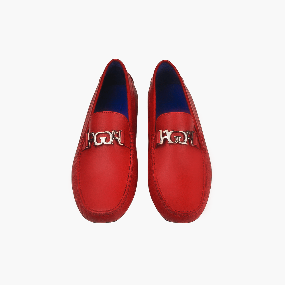 Red Ornament Driver Shoes - Angelo Galasso - Luxury Italian Menswear London