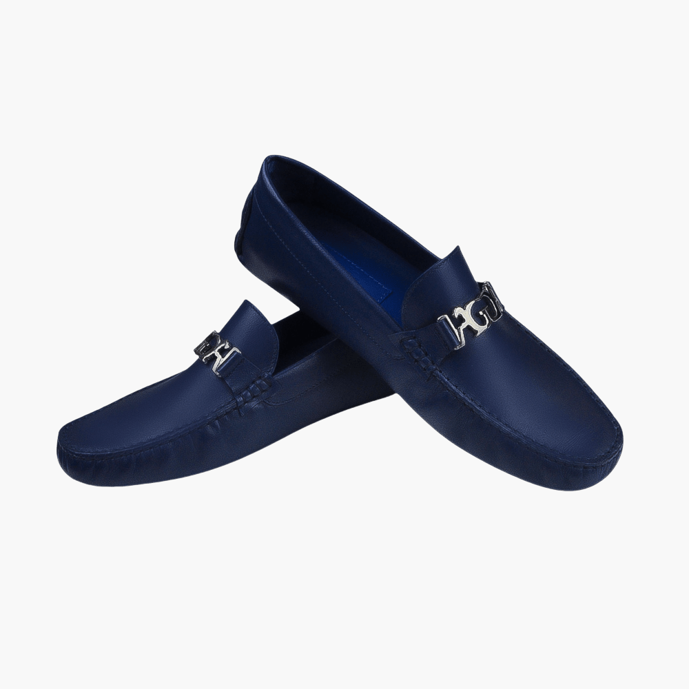 Blue Ornament Driver Shoes - Angelo Galasso - Luxury Italian Menswear London