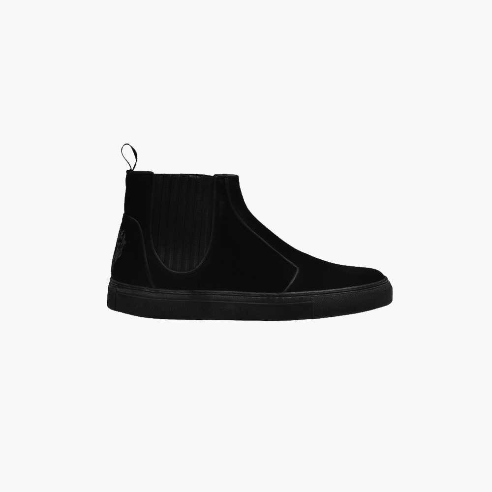 Black Suede Boots - Angelo Galasso - Luxury Italian Menswear London