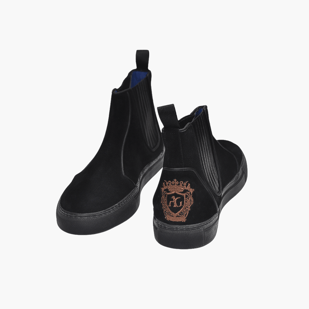 Black Suede Boots - Angelo Galasso - Luxury Italian Menswear London