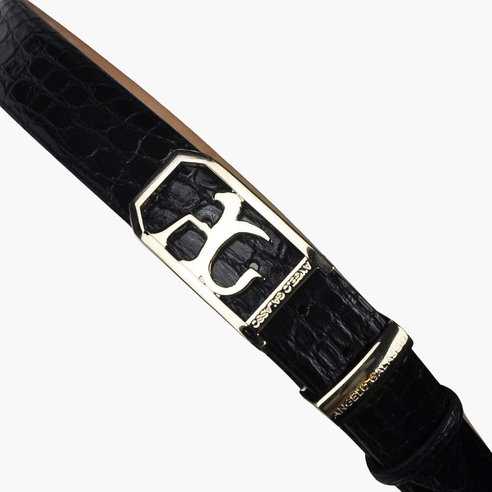Black Crocodile Belt with AG Buckle