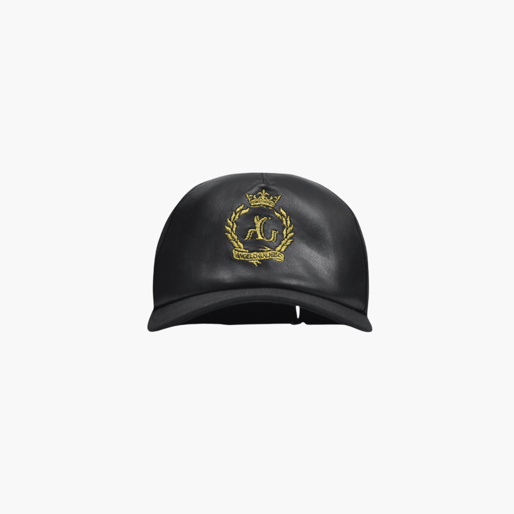 Black Alloro Leather Baseball Cap - Angelo Galasso - Luxury Italian Menswear London