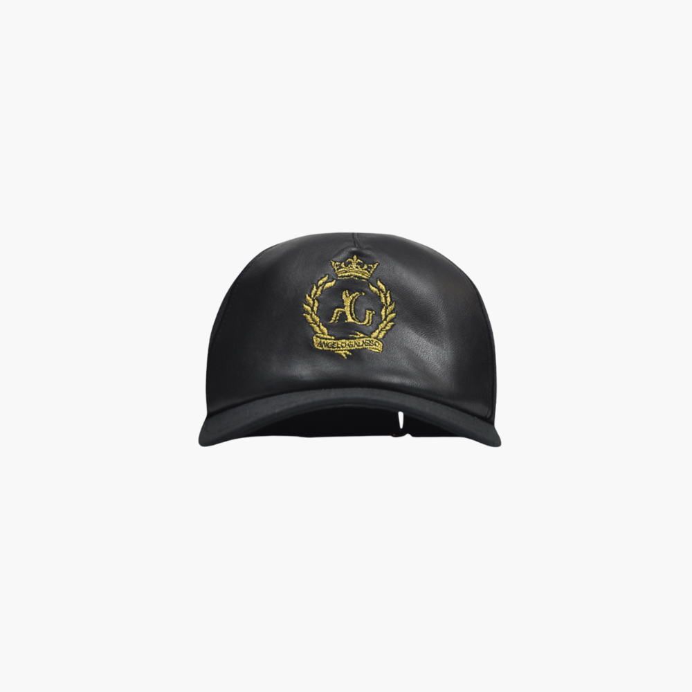 Black Alloro Leather Baseball Cap - AG24SBCAP02
