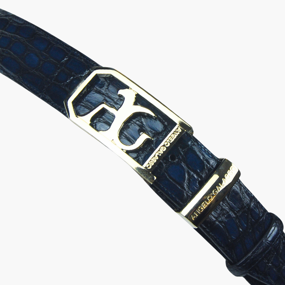 Blue Crocodile Belt with AG Buckle