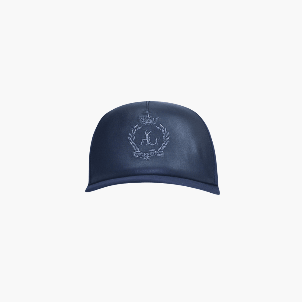 Blue Alloro Leather Baseball Cap - Angelo Galasso - Luxury Italian Menswear London