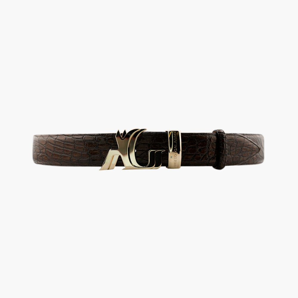Brown Crocodile Belt with AG Buckle