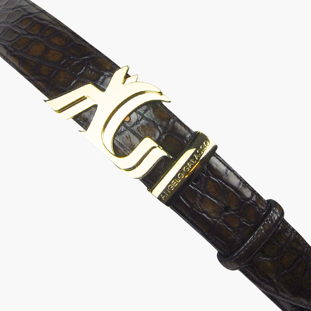 Brown Crocodile Belt with AG Buckle