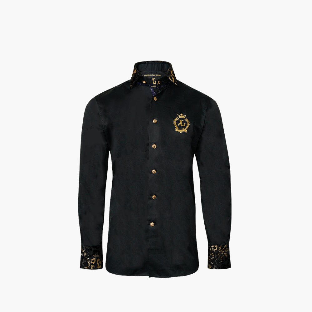 Black & Gold Militi Alloro Mason Shirt - Angelo Galasso - Luxury Italian Menswear London