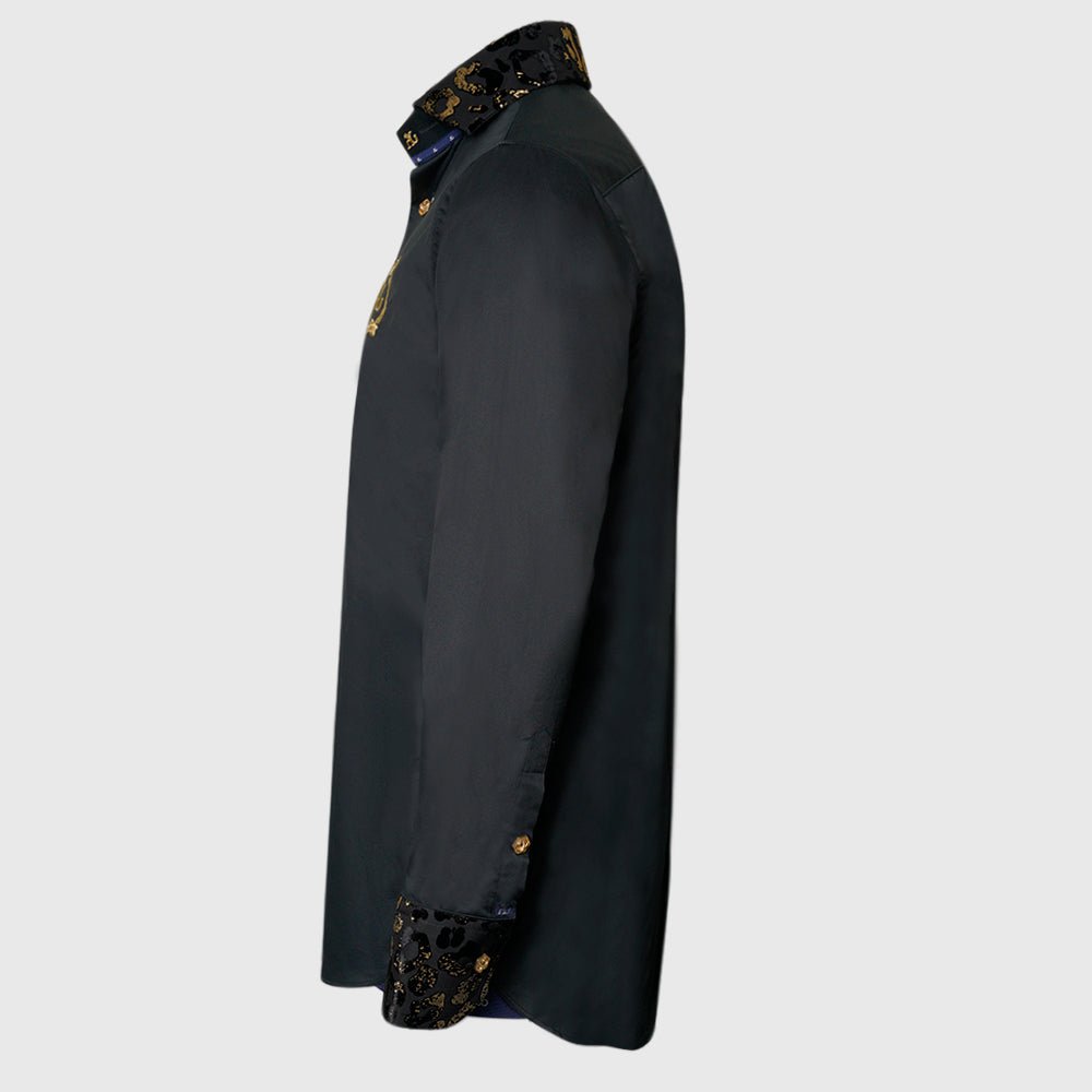 Black & Gold Militi Alloro Mason Shirt - Angelo Galasso - Luxury Italian Menswear London