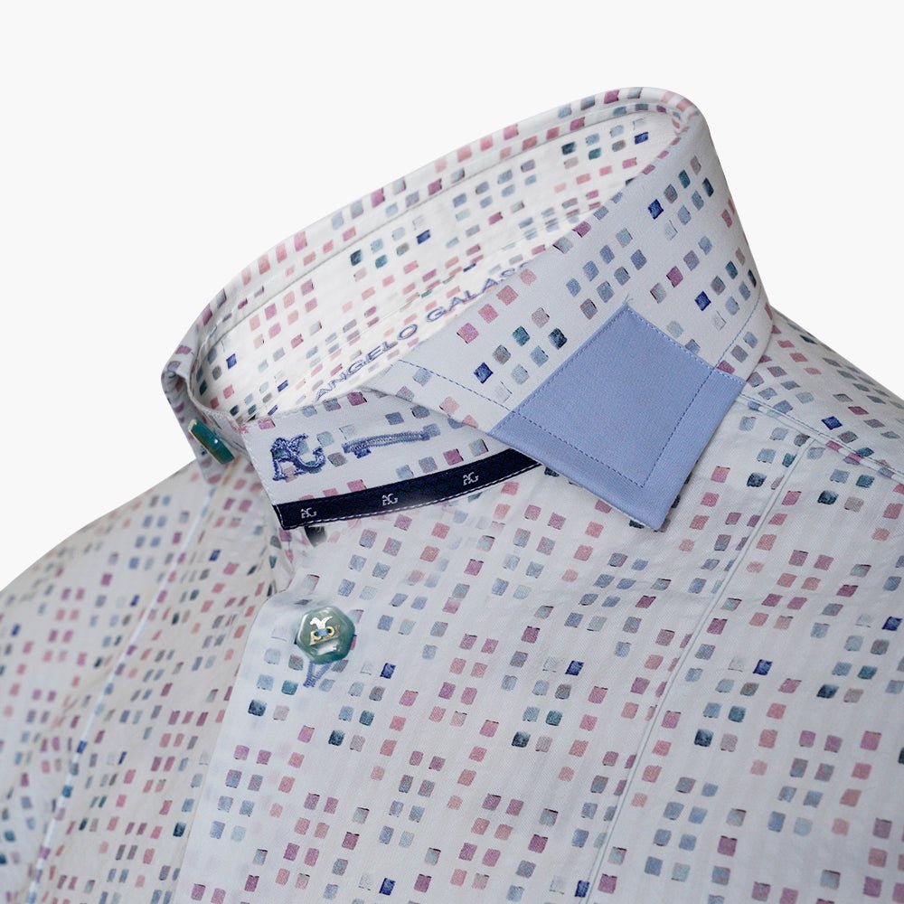 Pastel Square Pattern Mason Shirt - Angelo Galasso - Luxury Italian Menswear London