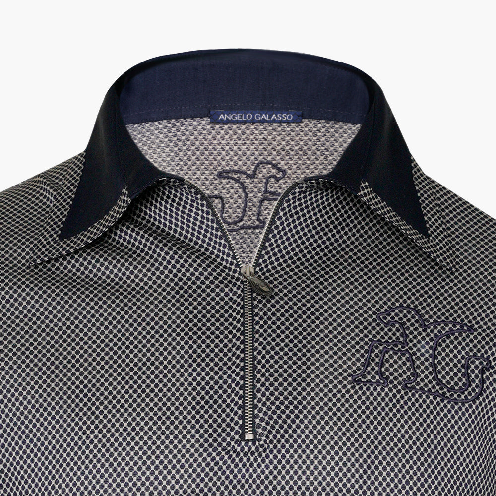 Dark Blue & Grey Jacquard AG Polo - AG25STPLO02
