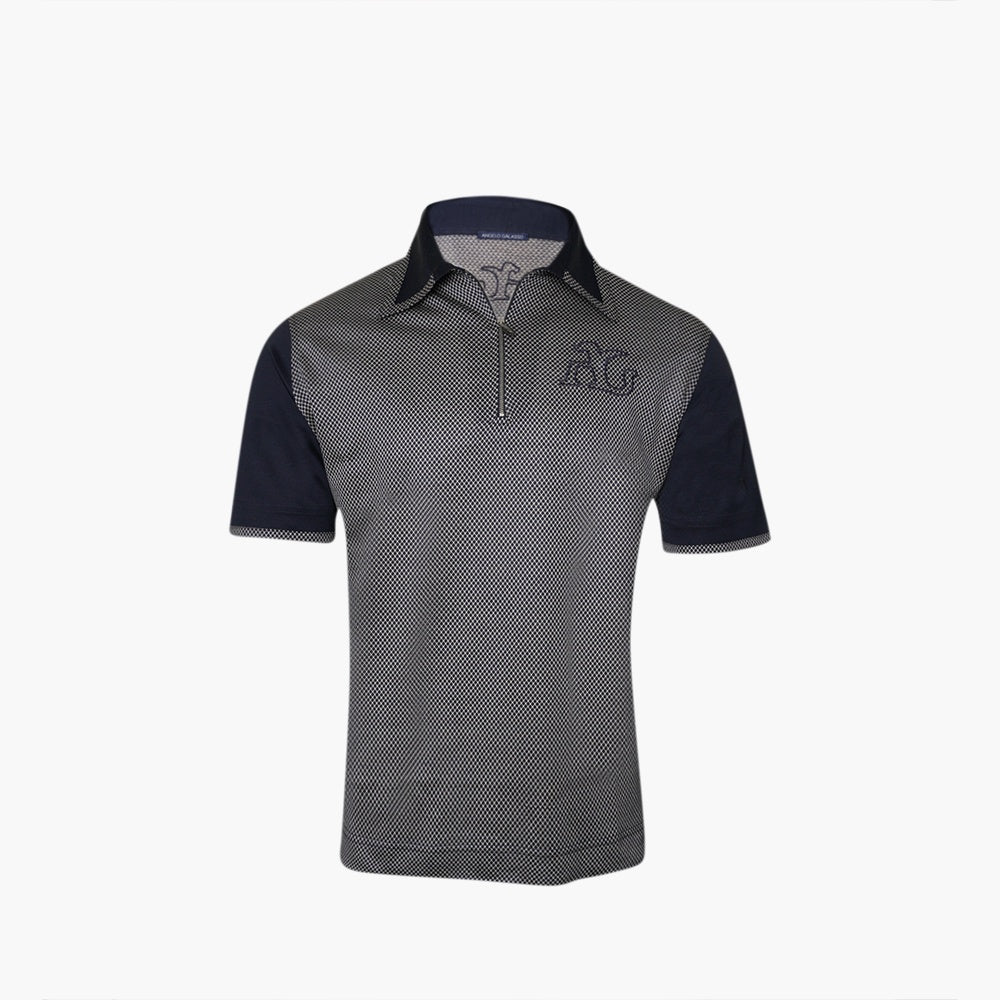 Dark Blue & Grey Jacquard AG Polo - AG25STPLO02