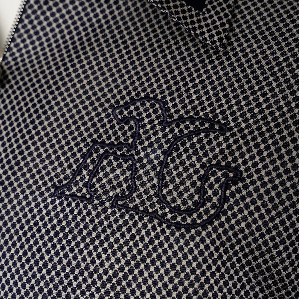 Dark Blue & Grey Jacquard AG Polo - Angelo Galasso - Luxury Italian Menswear London