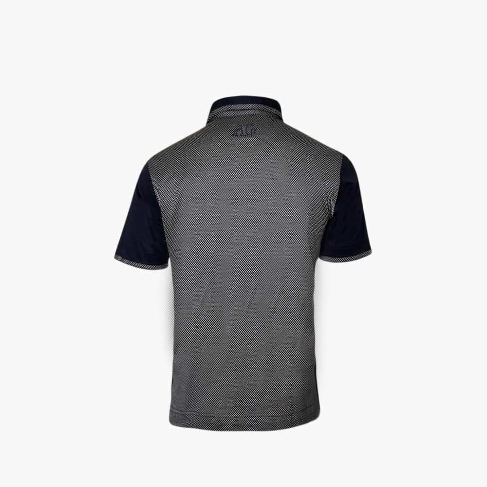 Dark Blue & Grey Jacquard AG Polo - Angelo Galasso - Luxury Italian Menswear London
