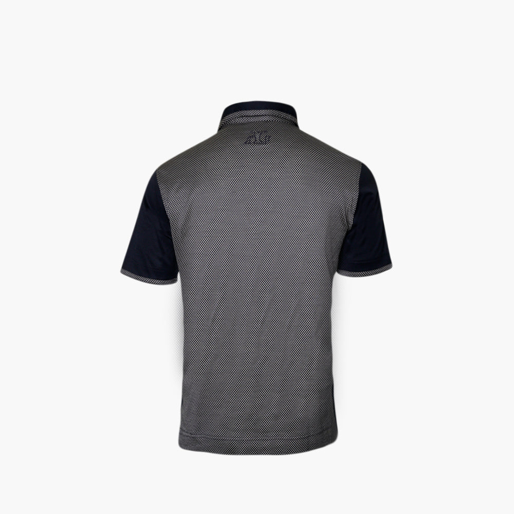 Dark Blue & Grey Jacquard AG Polo - AG25STPLO02