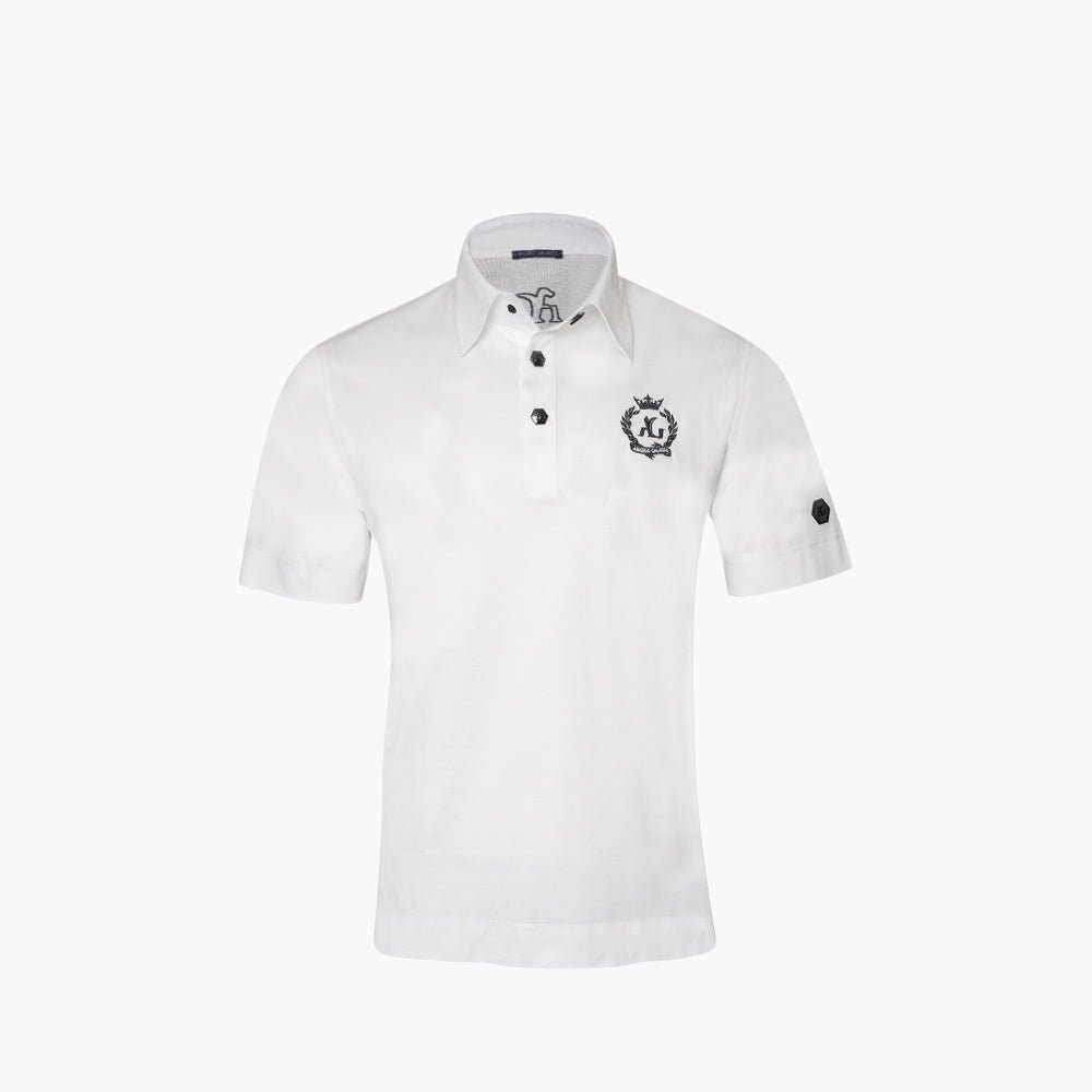 White Jersey Alloro Polo - Angelo Galasso - Luxury Italian Menswear London