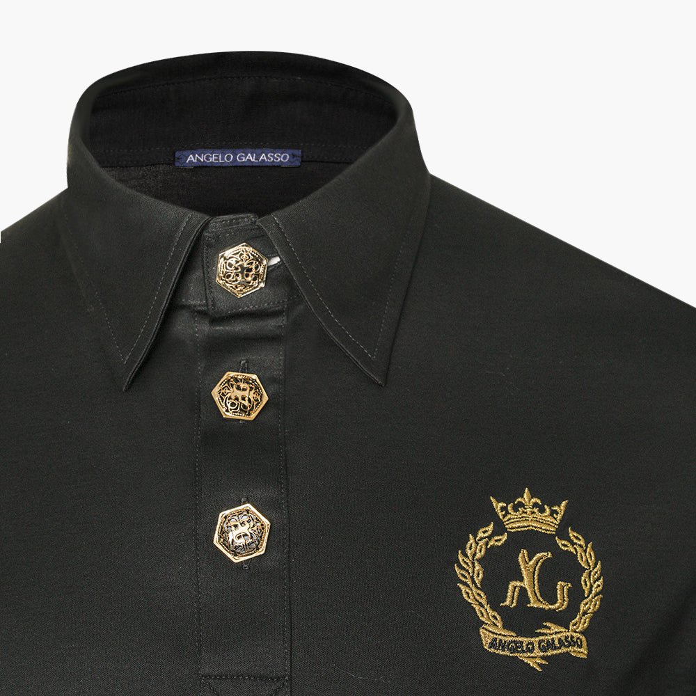 Black Jersey Alloro Polo - Angelo Galasso - Luxury Italian Menswear London
