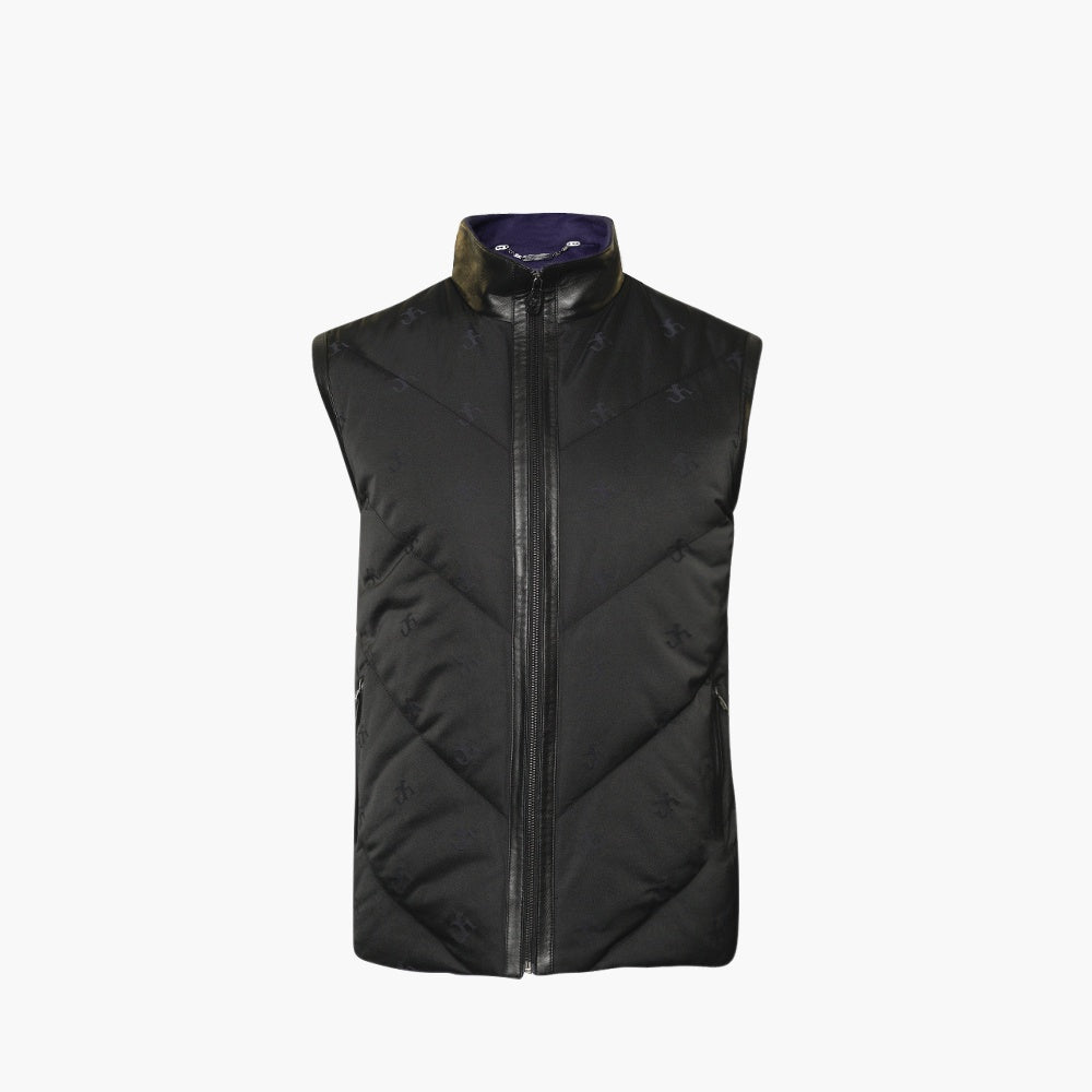 Blue and Black Puffer Gilet AG Logo - Angelo Galasso - Luxury Italian Menswear London