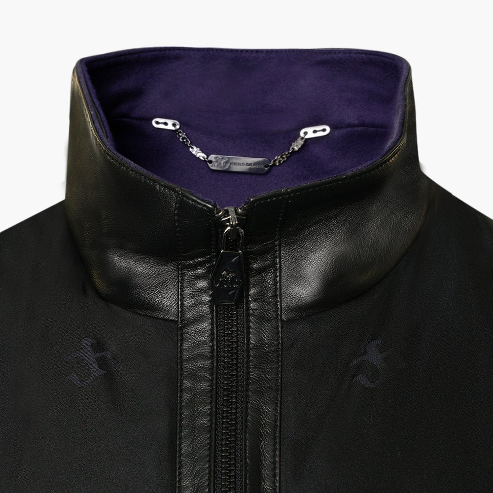 Blue and Black Puffer Gilet AG Logo - Angelo Galasso - Luxury Italian Menswear London