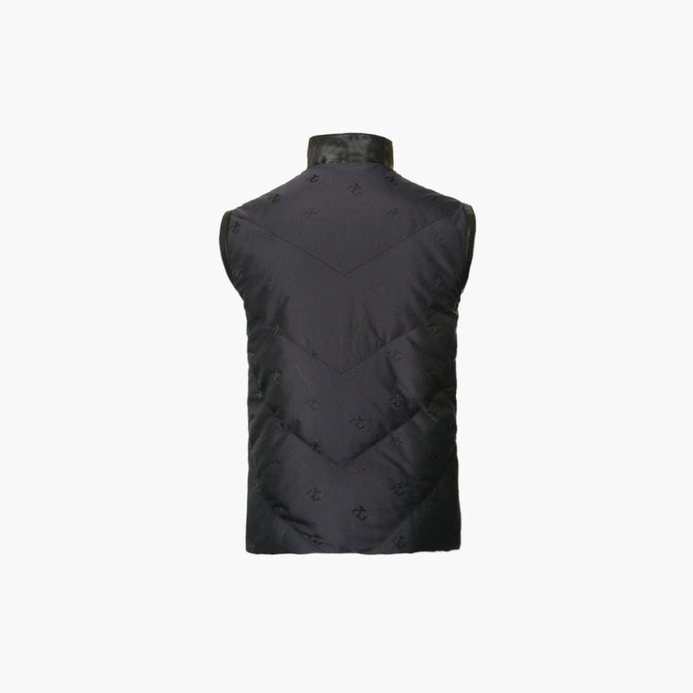 Blue and Black Puffer Gilet AG Logo - Angelo Galasso - Luxury Italian Menswear London