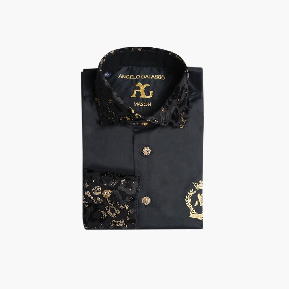 Black & Gold Militi Alloro Mason Shirt - Angelo Galasso - Luxury Italian Menswear London