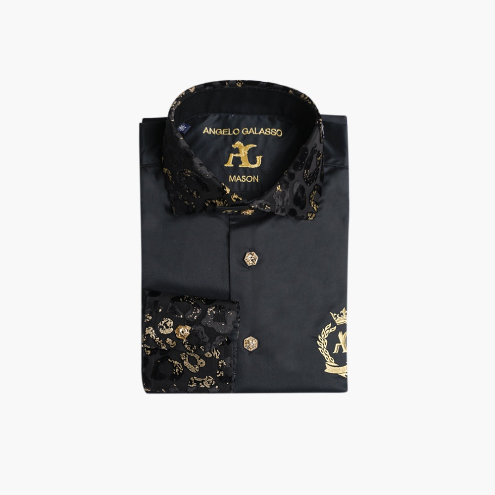 Black & Gold Militi Alloro Mason Shirt