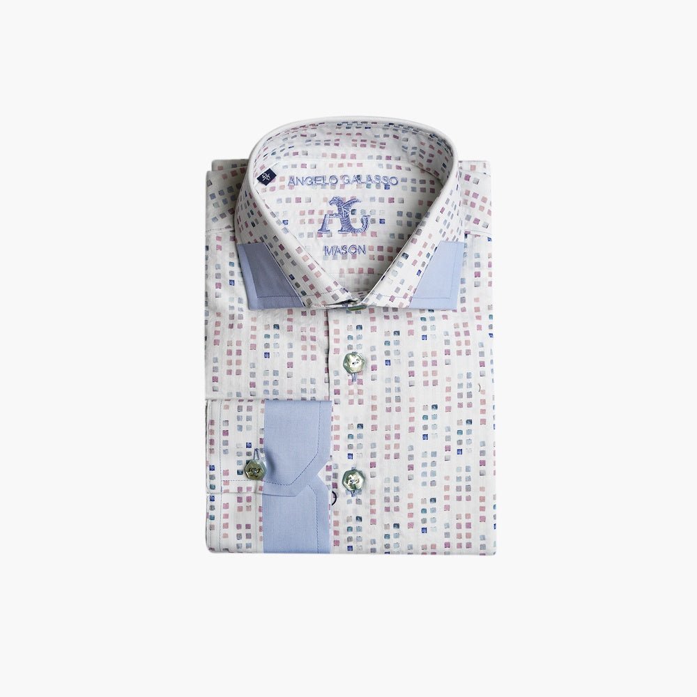 Pastel Square Pattern Mason Shirt - Angelo Galasso - Luxury Italian Menswear London