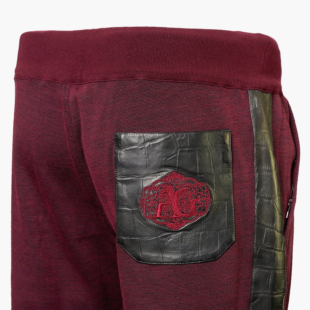 Burgundy & Black Nappa AG Tracksuit - Angelo Galasso - Luxury Italian Menswear London