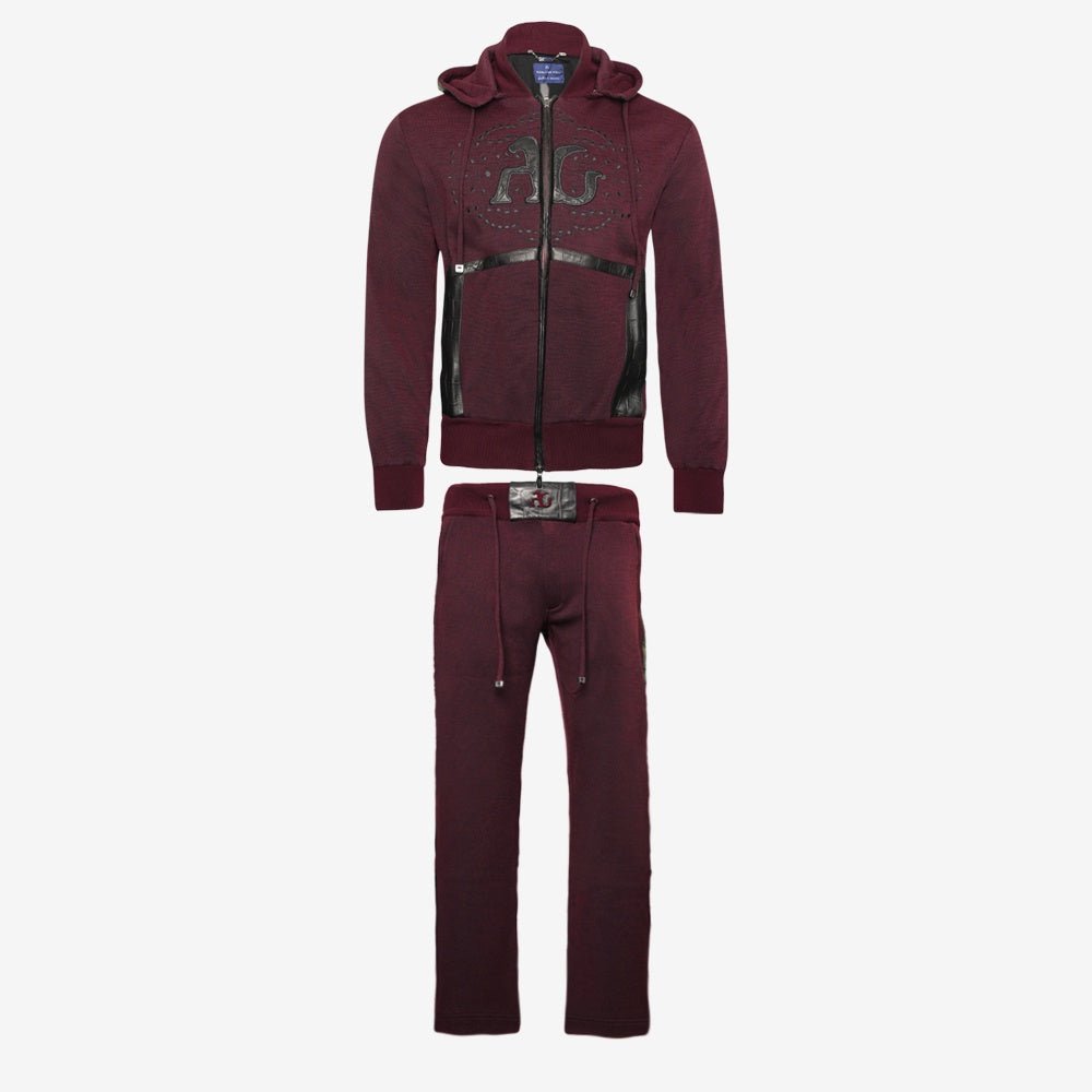 Burgundy & Black Nappa AG Tracksuit - Angelo Galasso - Luxury Italian Menswear London