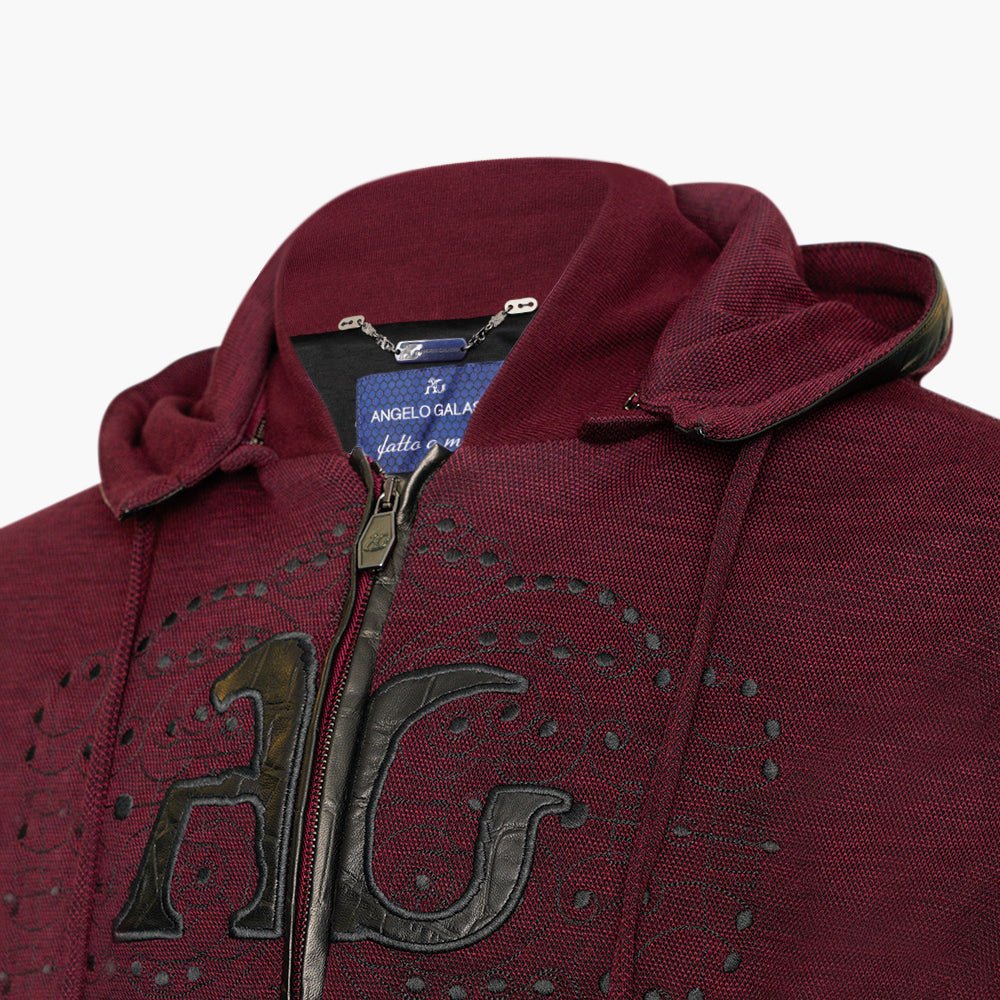 Burgundy & Black Nappa AG Tracksuit - Angelo Galasso - Luxury Italian Menswear London