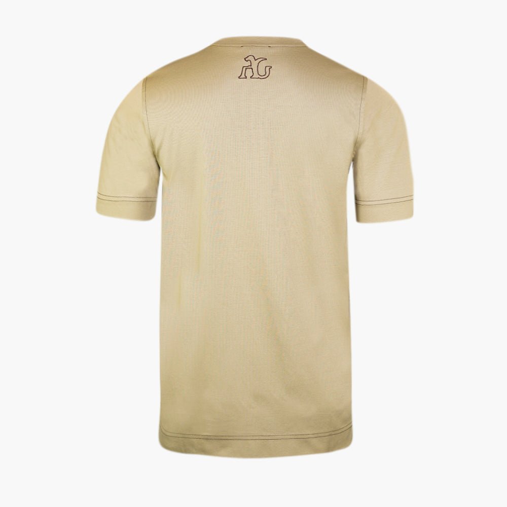 Beige Araldica V-Neck T-Shirt - Angelo Galasso - Luxury Italian Menswear London