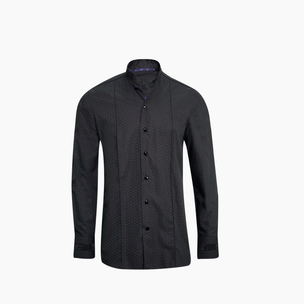 Black Jacquard Strass Mao Shirt - AG25S1HAS27B