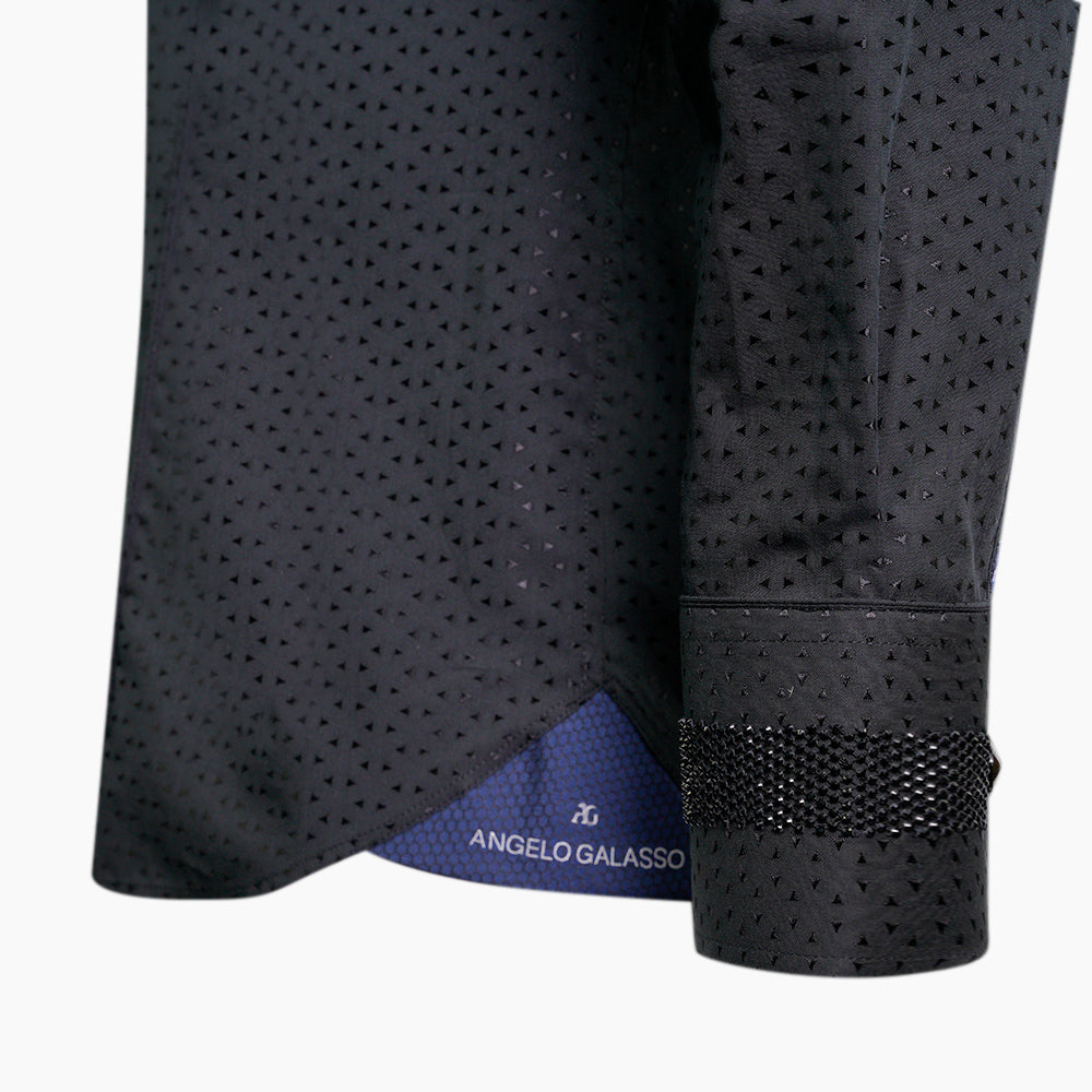 Black Jacquard Strass Mao Shirt - AG25S1HAS27B