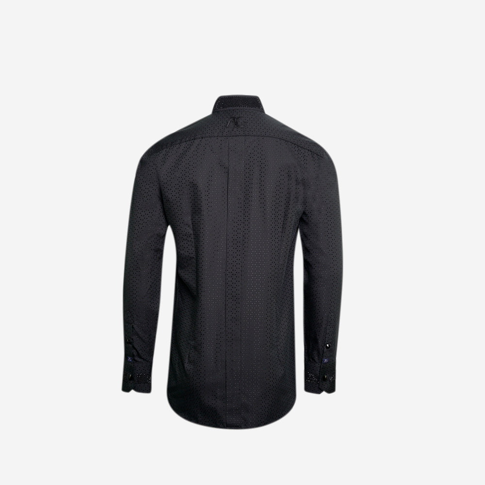 Black Jacquard Strass Mao Shirt - AG25S1HAS27B