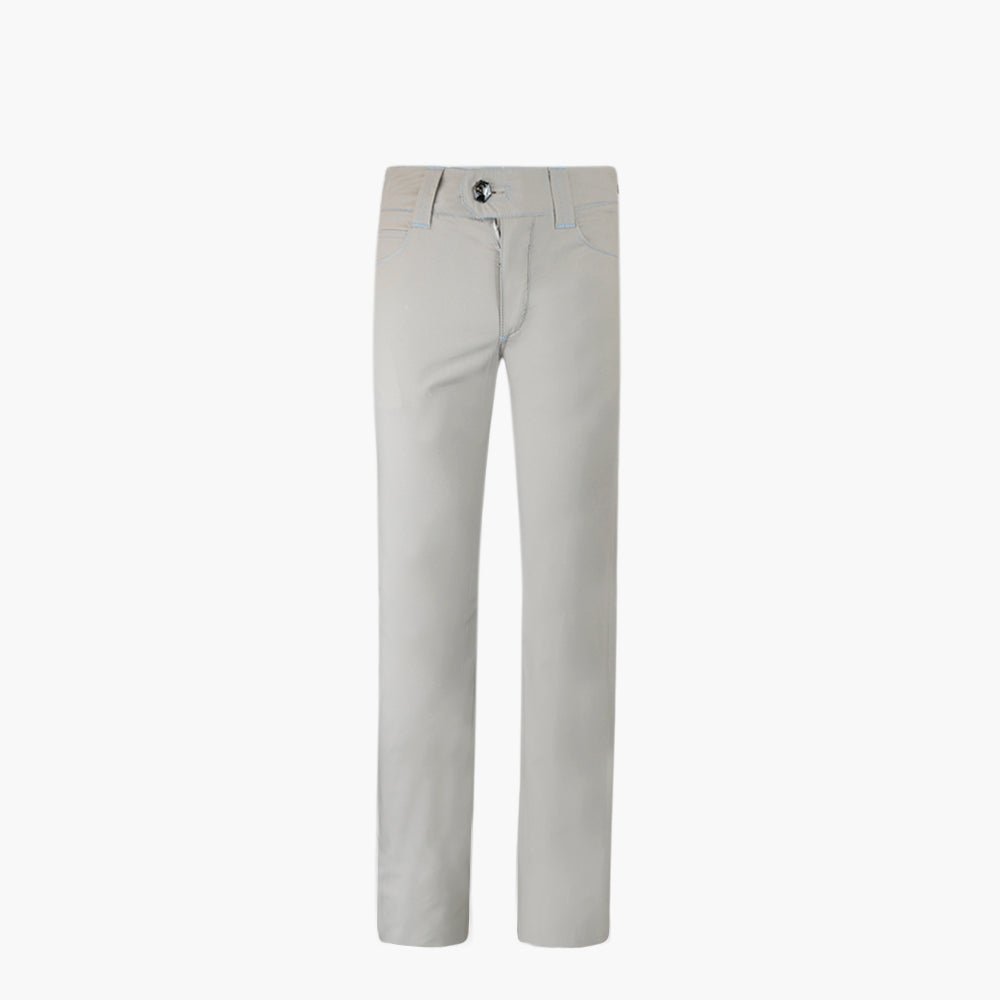 Light Beige & Light Blue Cotton Jeans with Alloro Crest - Angelo Galasso - Luxury Italian Menswear London