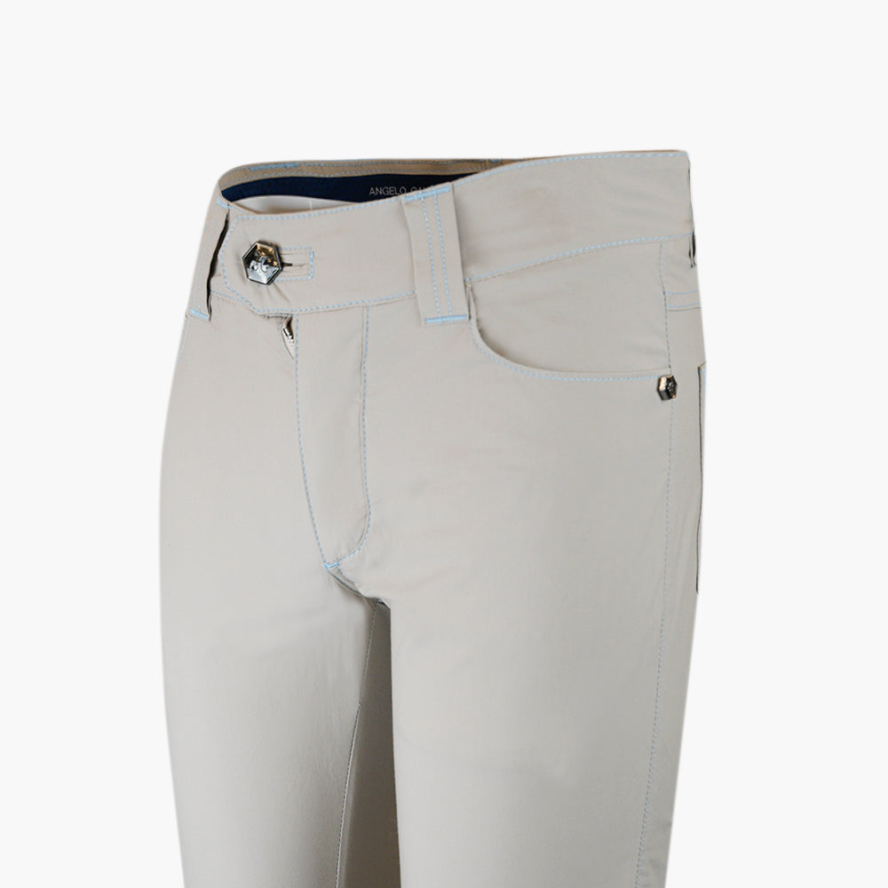 Light Beige & Light Blue Cotton Jeans with Alloro Crest - AG25SJPANT02