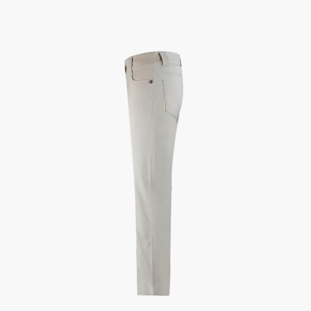 Light Beige & Light Blue Cotton Jeans with Alloro Crest - AG25SJPANT02
