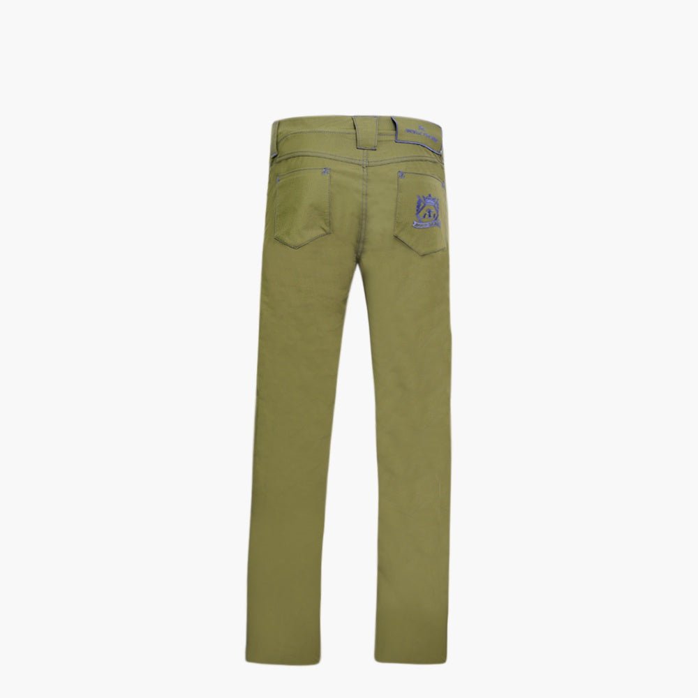 Green & Blue Cotton Jeans with Hexagon Crest - Angelo Galasso - Luxury Italian Menswear London