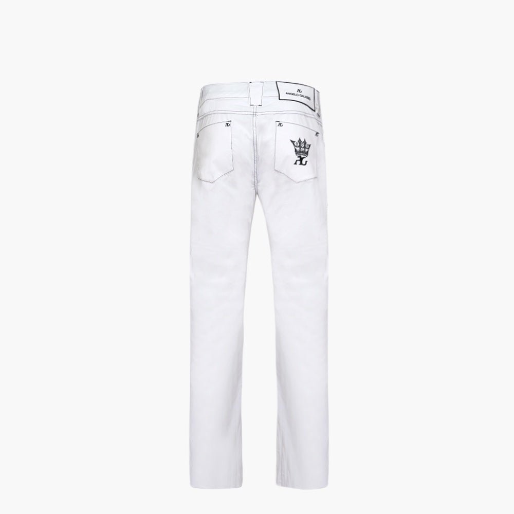 White & Black Crown Cotton Jeans - Angelo Galasso - Luxury Italian Menswear London