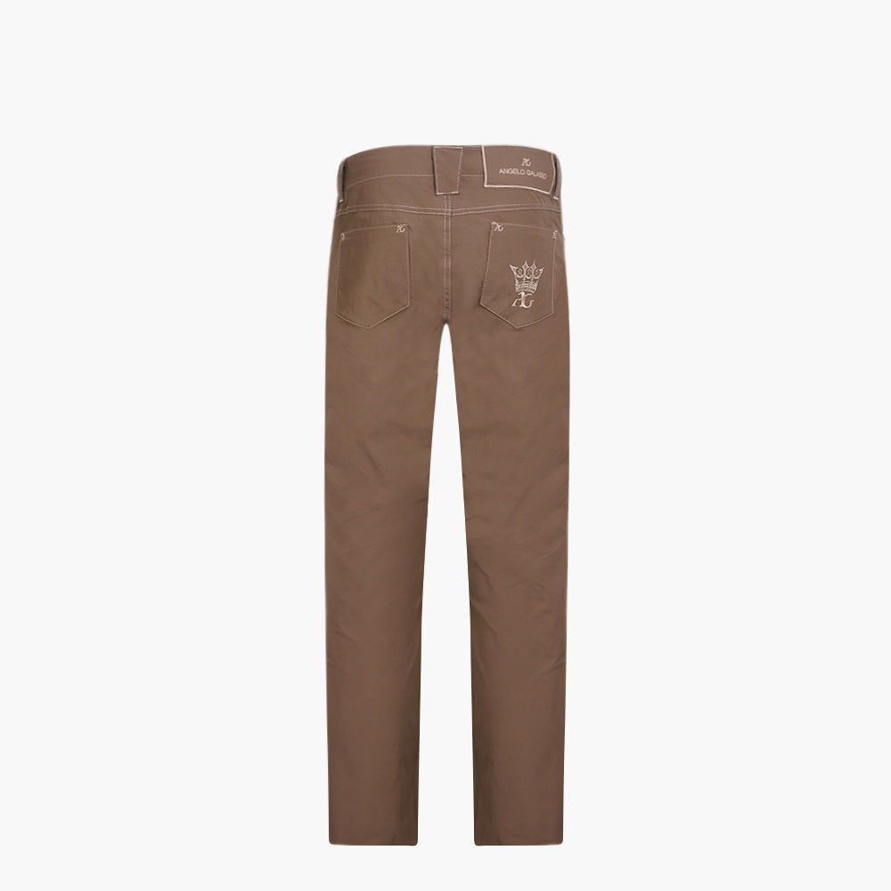 Brown & Light Brown Crown Cotton Jeans - Angelo Galasso - Luxury Italian Menswear London