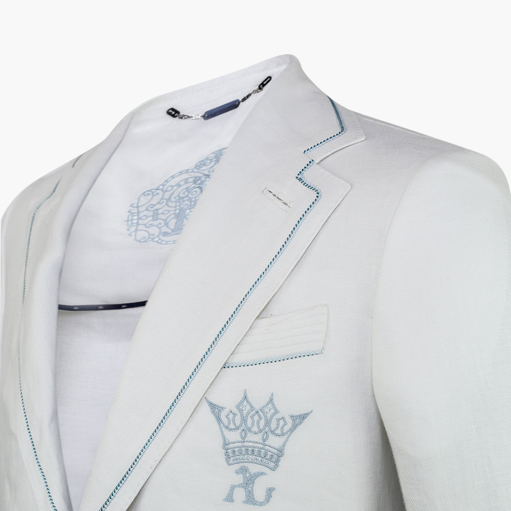 White Luxury Linen Crown Blazer - AG25S2BLA02