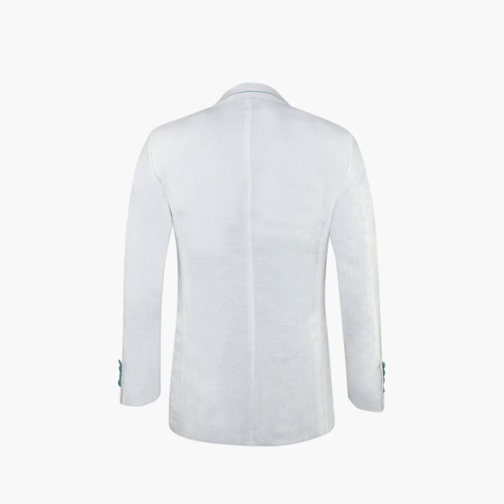 White Luxury Linen Crown Blazer - Angelo Galasso - Luxury Italian Menswear London