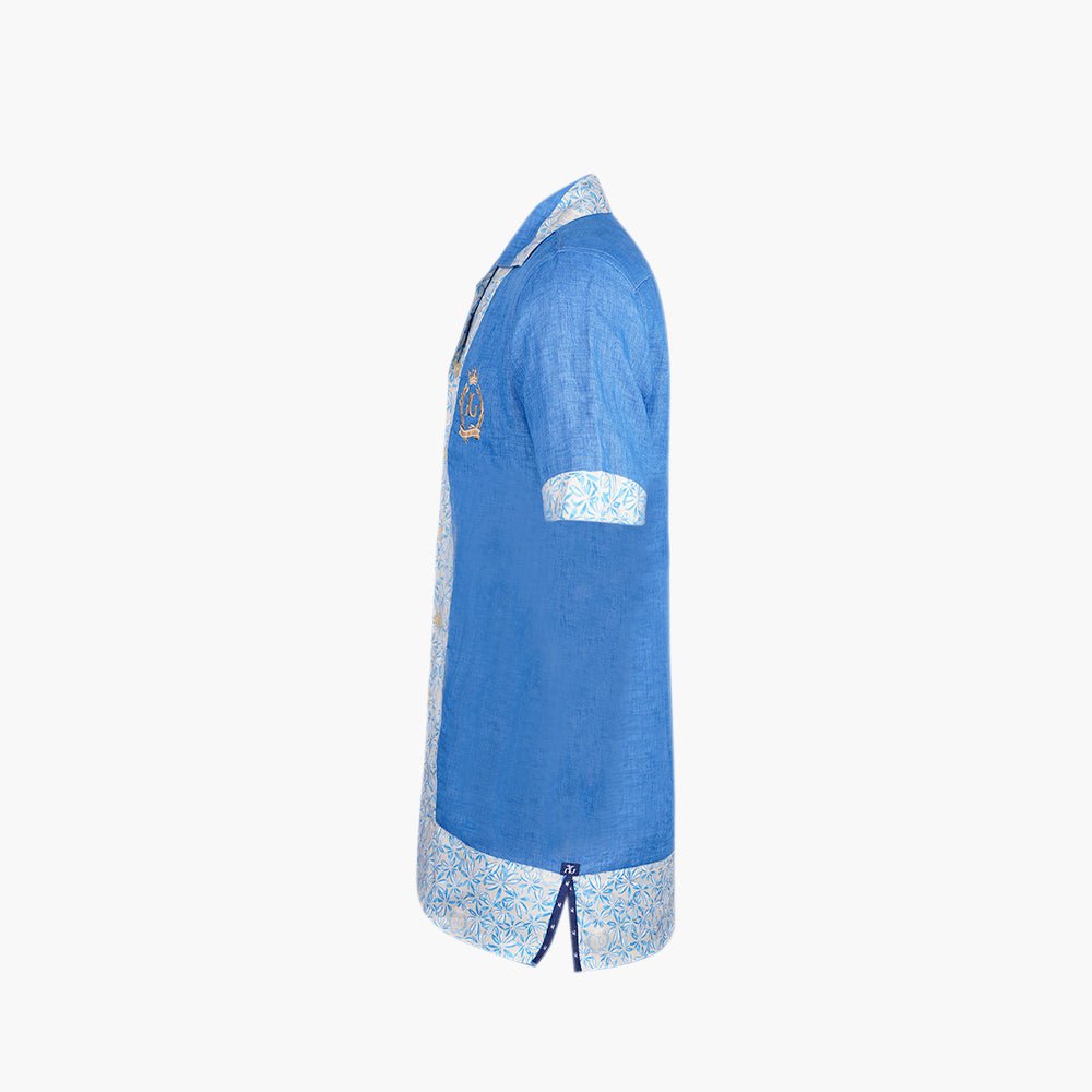 Blue & Beige Alloro Loungewear Set - Angelo Galasso - Luxury Italian Menswear London