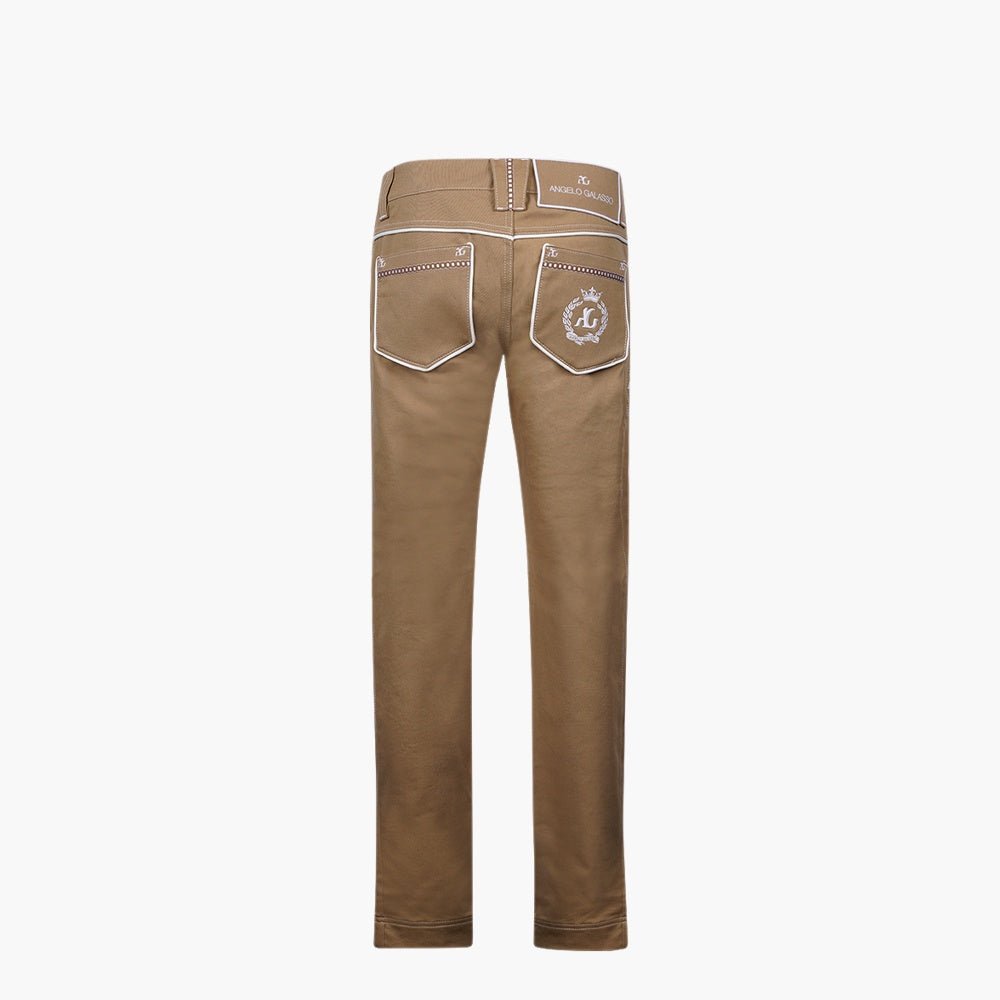 Camel & Brown Trim Alloro Jeans - Angelo Galasso - Luxury Italian Menswear London