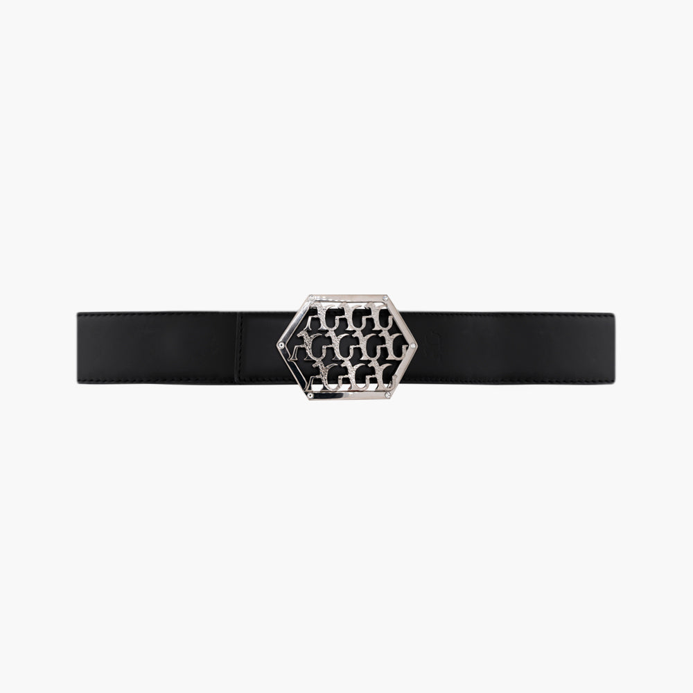 Silver Interlock AG Calfskin Belt