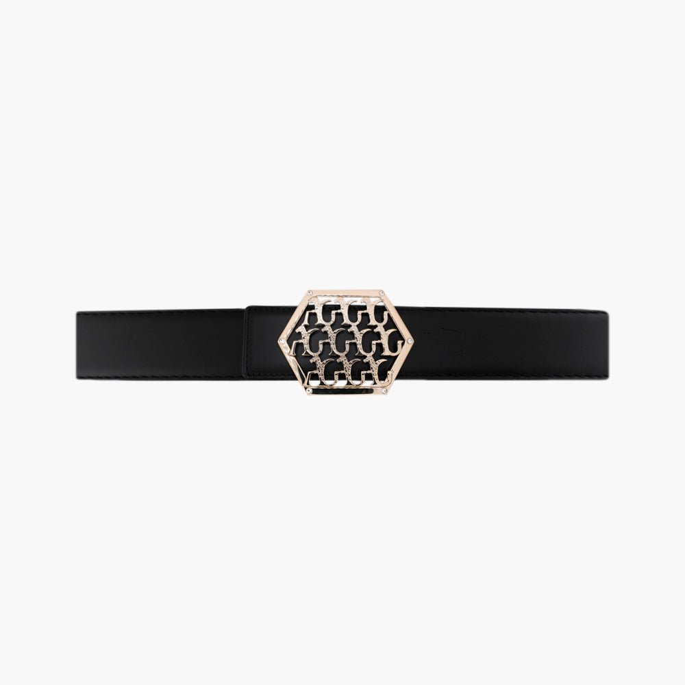 Gold Interlock AG Calfskin Belt - Angelo Galasso - Luxury Italian Menswear London