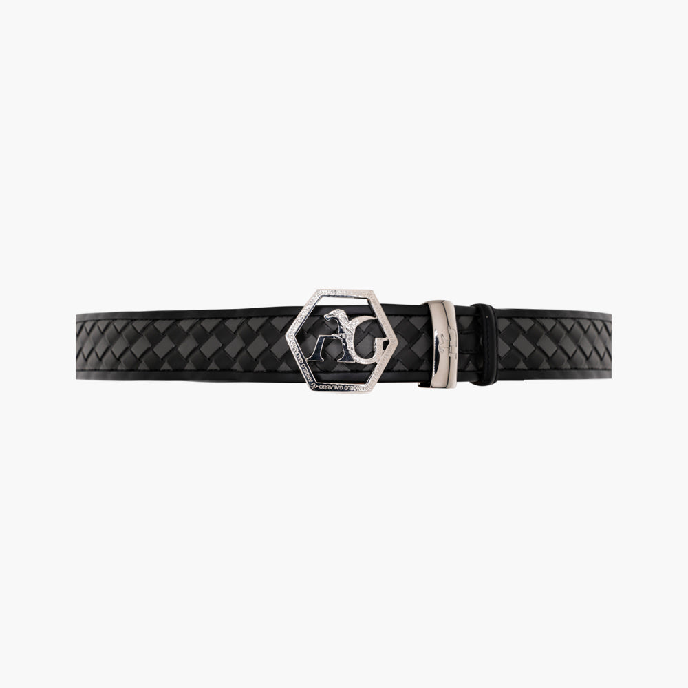 Black & Dark Grey Woven Hexagonal Belt