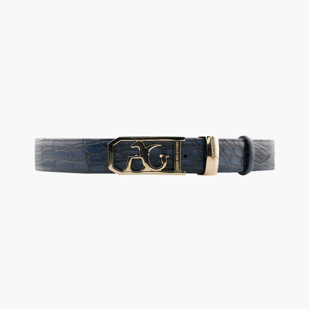 Blue Crocodile Belt with AG Buckle