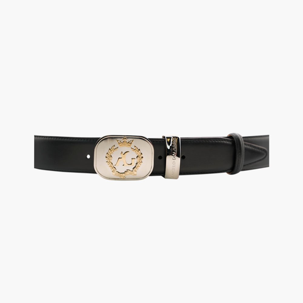 Black Alloro Calfskin Belt - Angelo Galasso - Luxury Italian Menswear London